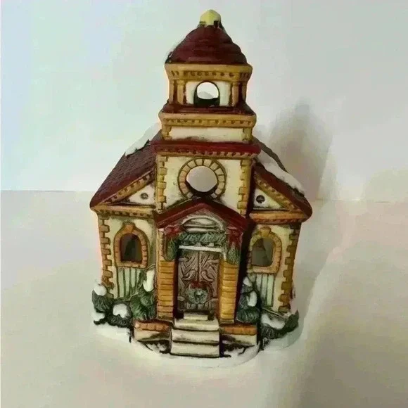 Lefton Christmas Church Candle Holder Colonial Village Building - 1986 - Picture 1 of 6